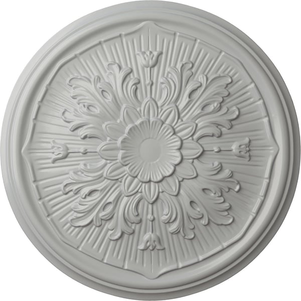 Ekena Millwork Luton Ceiling Medallion (Fits Canopies up to 1 1/8"), Hand-Painted Frost, 15 3/4"OD x 5/8"P CM16LUFRF - main
